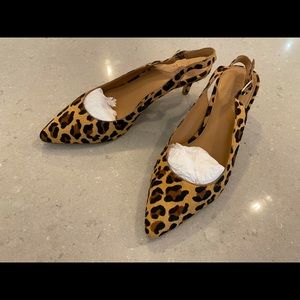 NEW JCREW leopard print pony hair kitten heels.